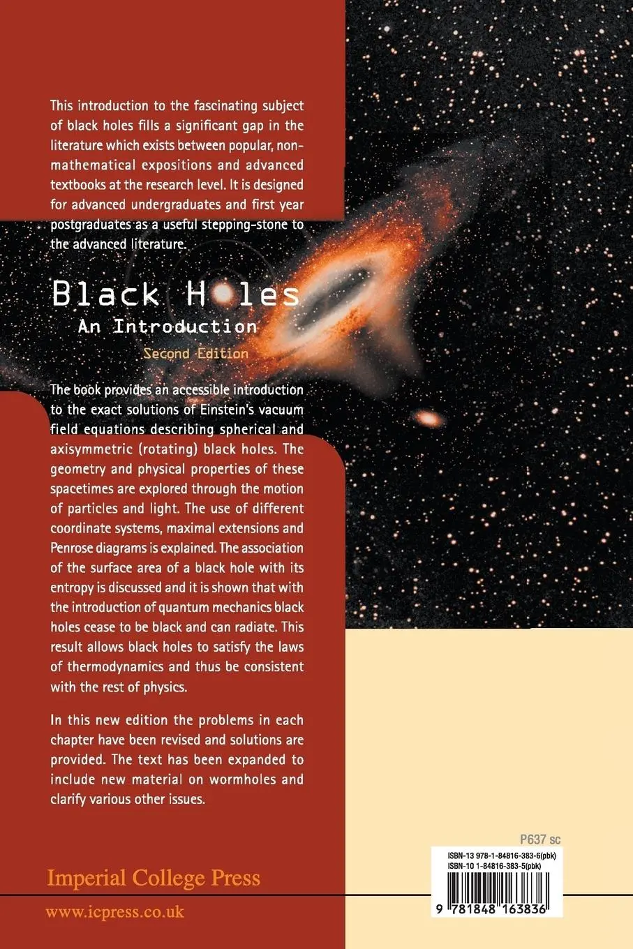 Rückseite: 9781848163836 | BLACK HOLES | AN INTRODUCTION (2ND ED) | Raine Derek | Taschenbuch