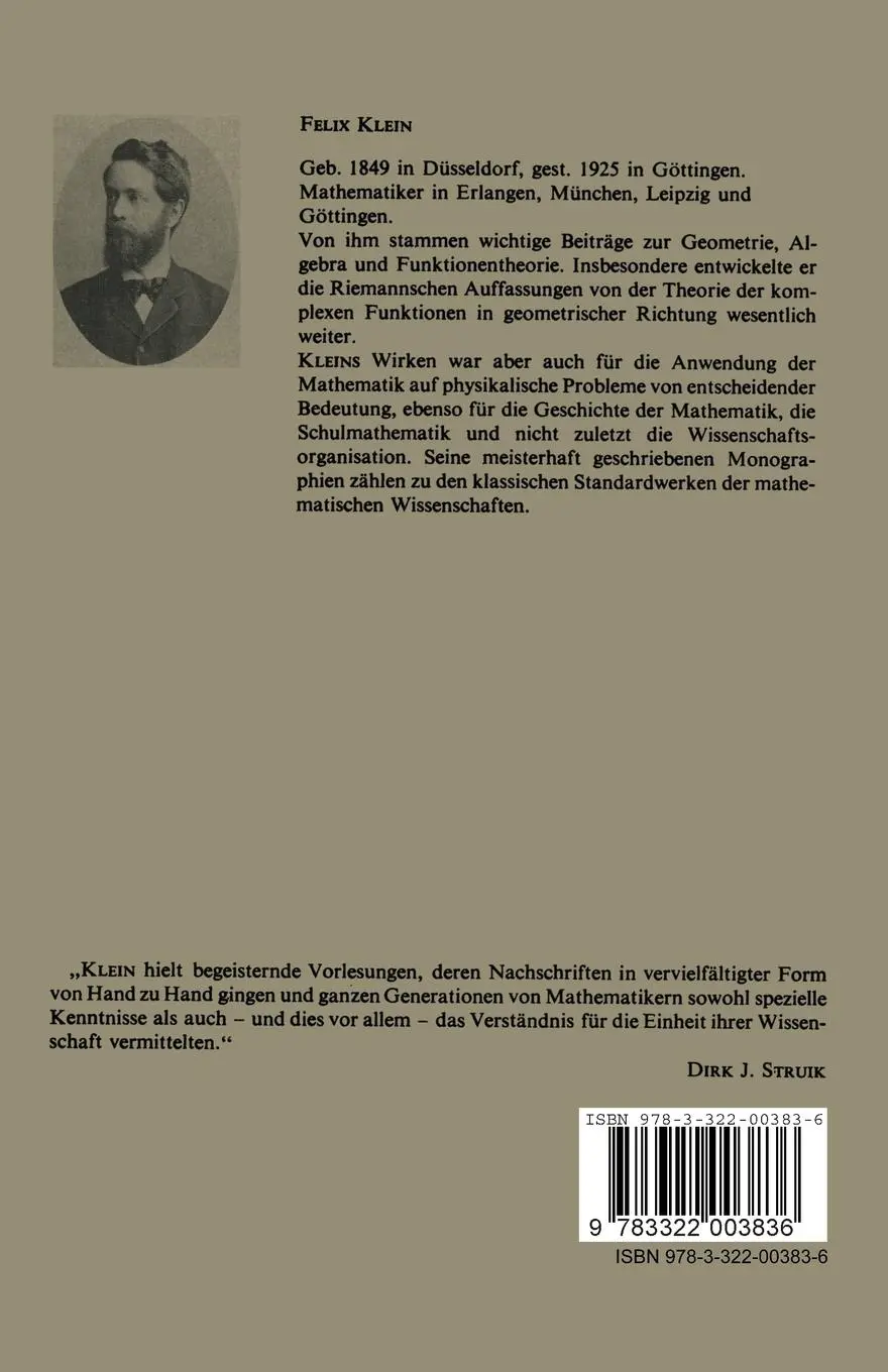 Rückseite: 9783322003836 | Funktionentheorie in geometrischer Behandlungsweise | Felix Klein