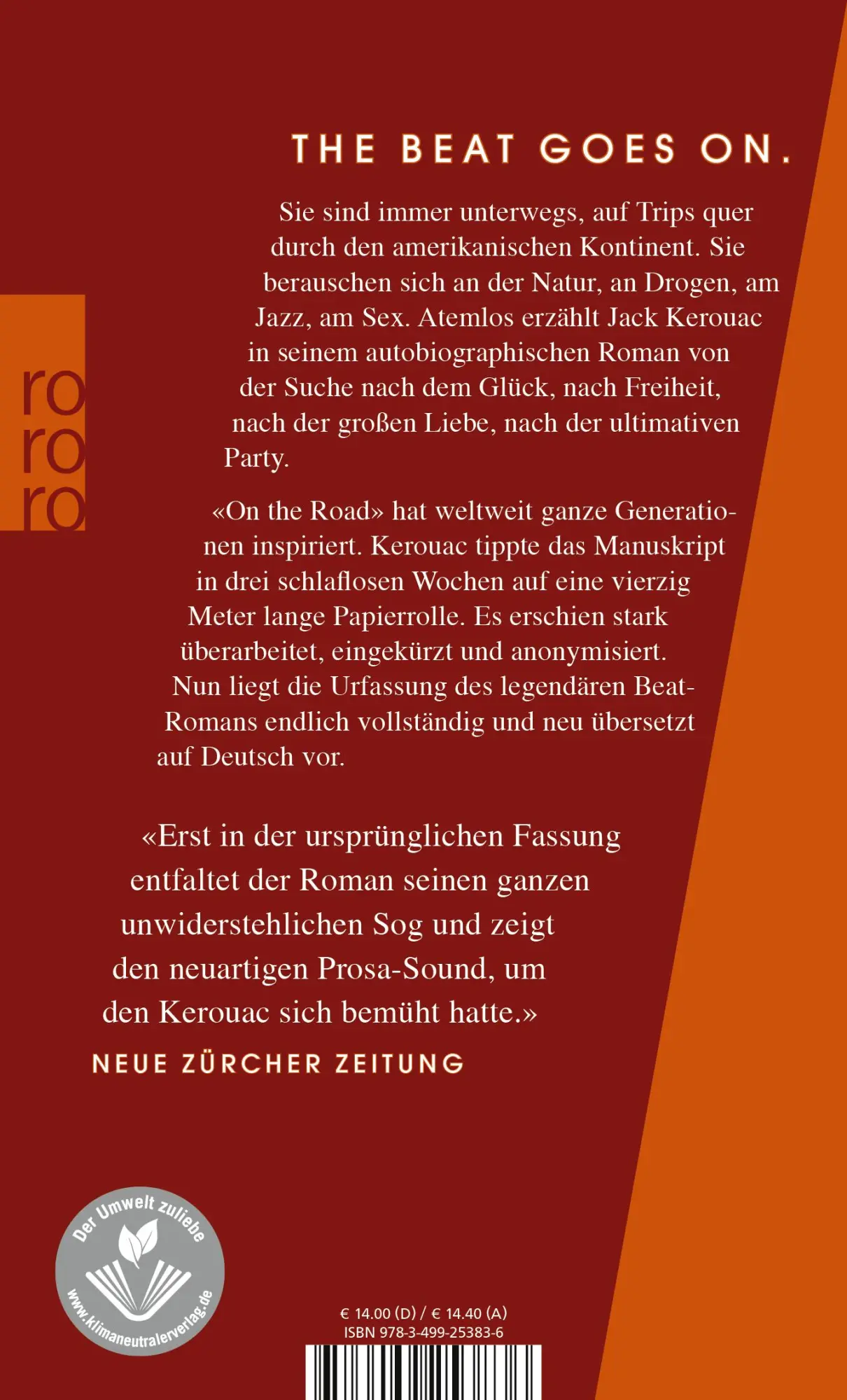 Rückseite: 9783499253836 | On the Road | Die Urfassung | Jack Kerouac | Taschenbuch | 576 S.