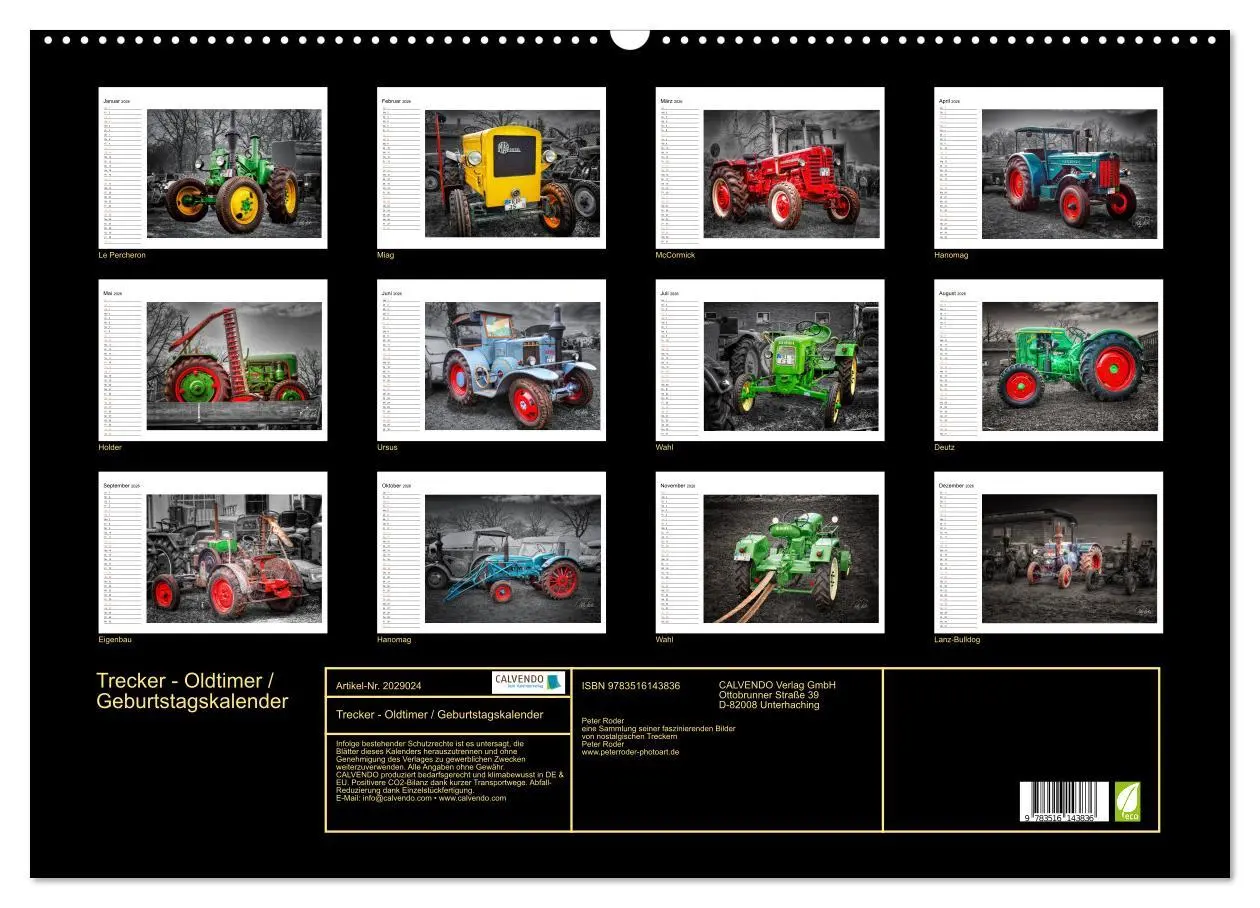 Bild: 9783516143836 | Trecker - Oldtimer / Geburtstagskalender (Wandkalender 2026 DIN A2...