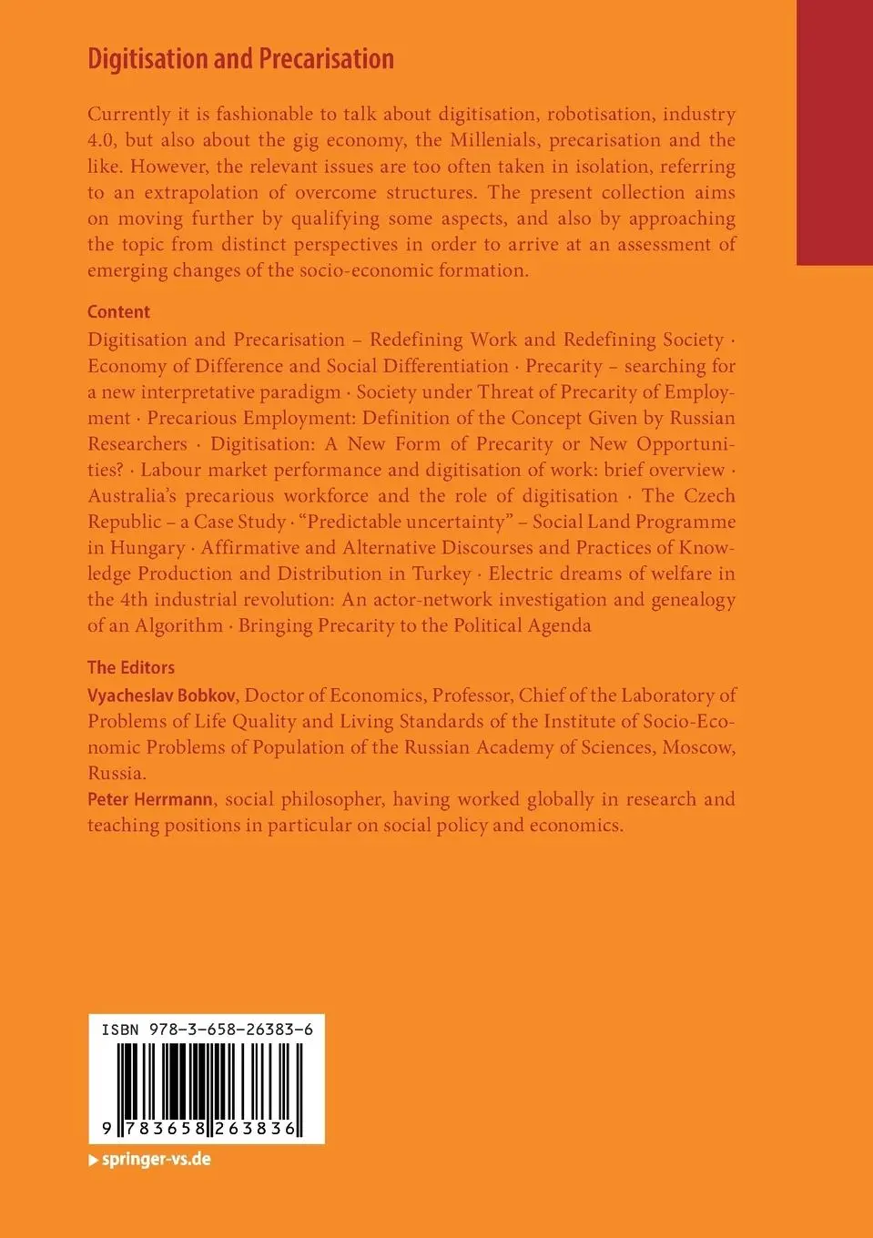 Rückseite: 9783658263836 | Digitisation and Precarisation | Peter Herrmann (u. a.) | Taschenbuch