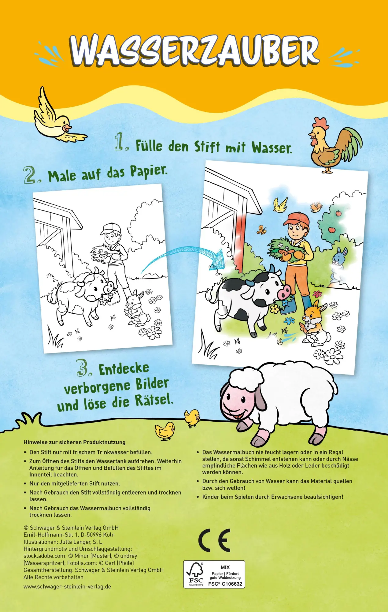 Rückseite: 9783849943936 | Bauernhof Wasserzauber Malbuch | Schwager &amp; Steinlein Verlag GmbH