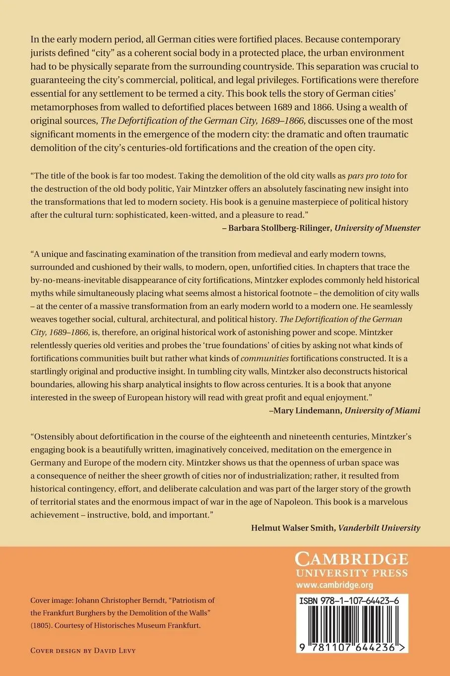 Rückseite: 9781107644236 | The Defortification of the German City, 1689 1866 | Yair Mintzker