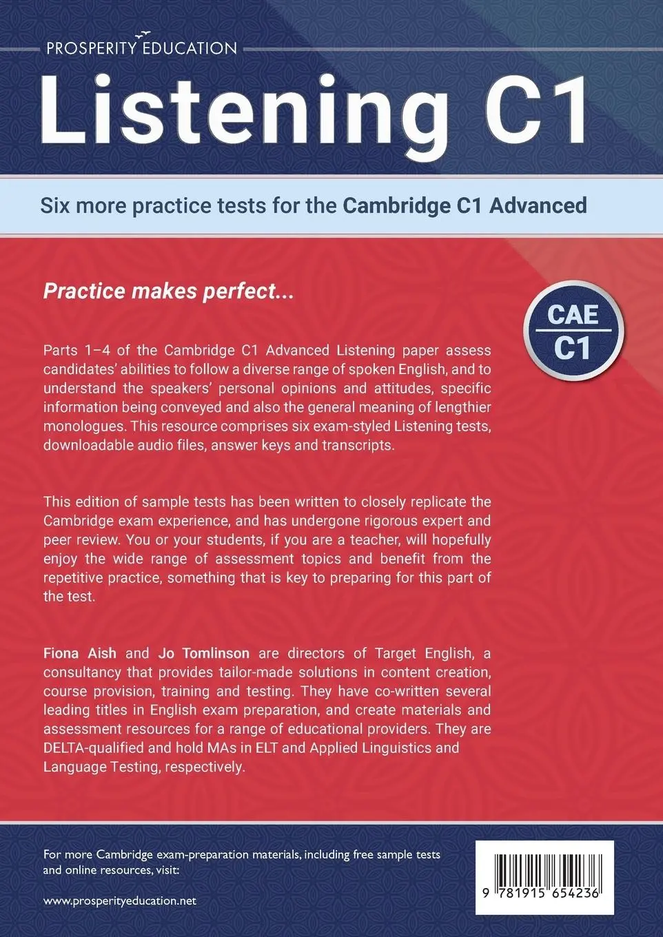 Rückseite: 9781915654236 | Listening C1 | Six more practice tests for the Cambridge C1 Advanced