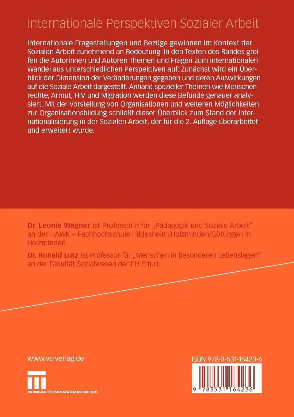 Rückseite: 9783531164236 | Internationale Perspektiven Sozialer Arbeit | Ronald Lutz (u. a.)