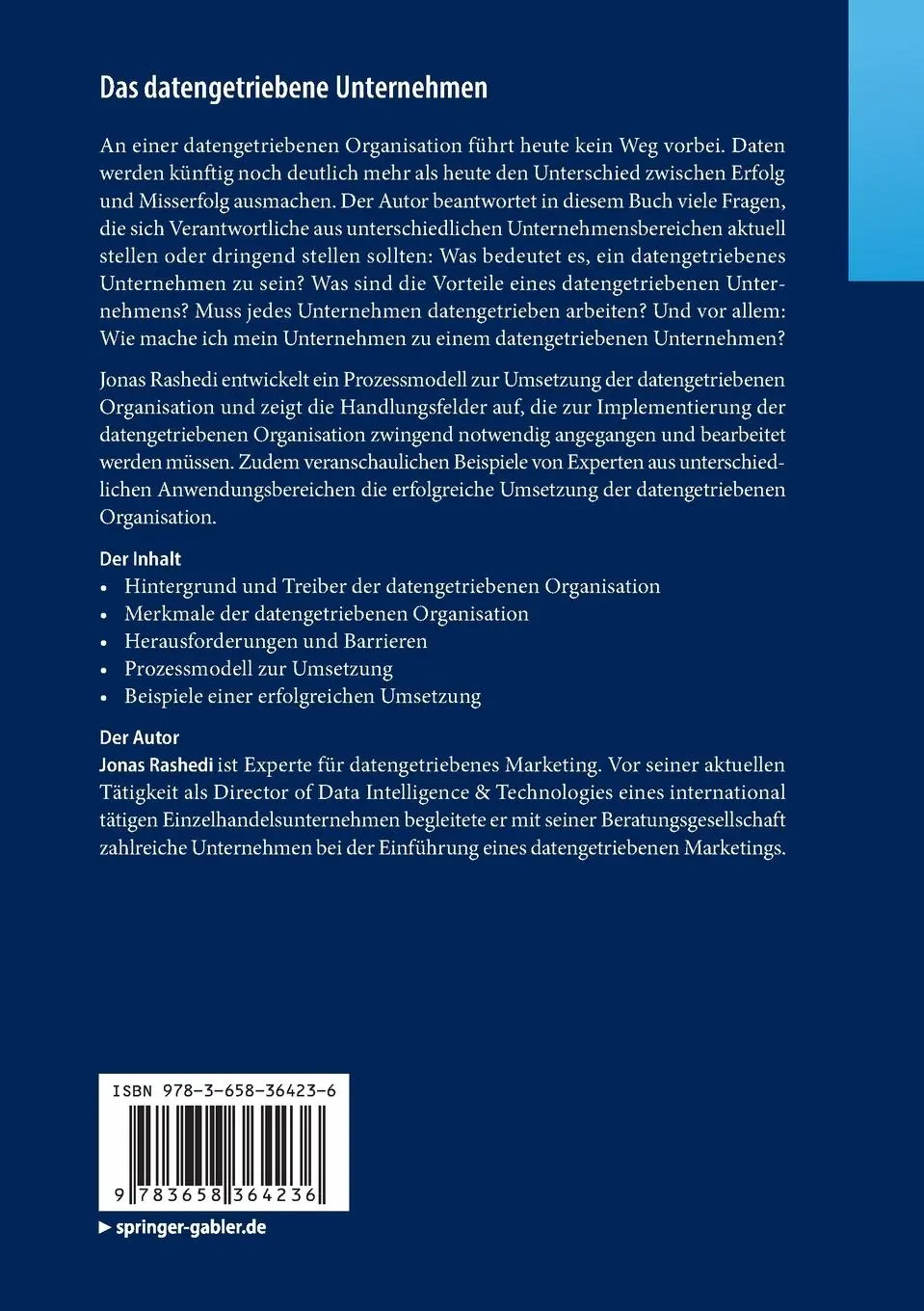 Rückseite: 9783658364236 | Das datengetriebene Unternehmen | Jonas Rashedi | Taschenbuch | xiii