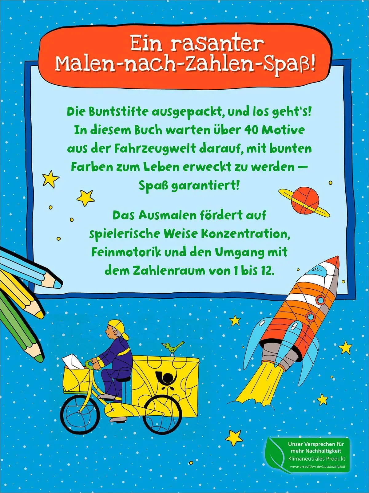 Rückseite: 9783845854236 | Mein dickes Malen-nach-Zahlen-Buch - Fahrzeuge | Petra Theissen | Buch