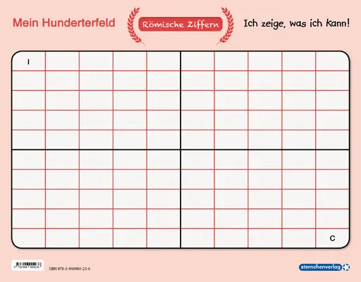 Bild: 9783946904236 | Mein Hunderterfeld - Römische Ziffern und Stift, 1 Lernvorlage mit...