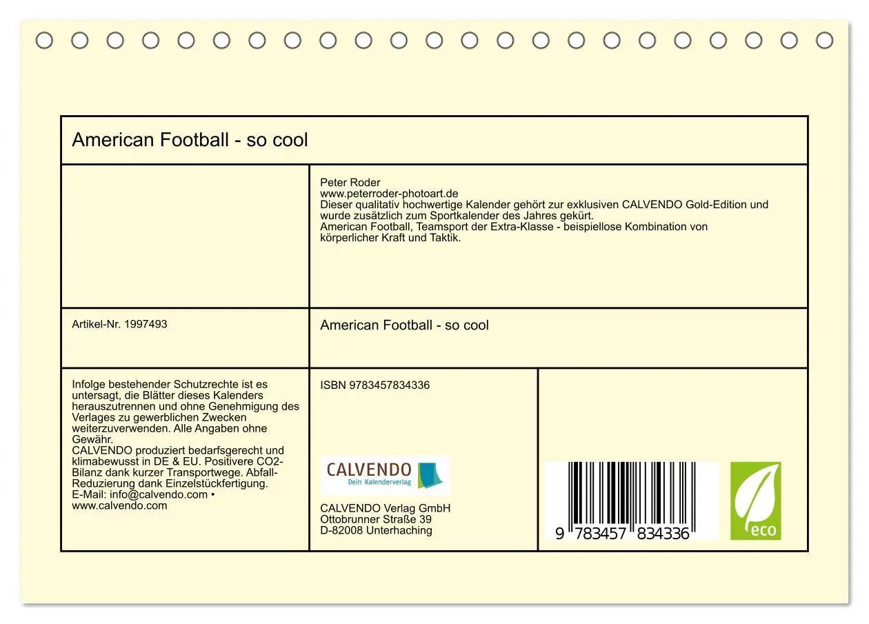 Bild: 9783457834336 | American Football - so cool (Tischkalender 2026 DIN A5 quer),...