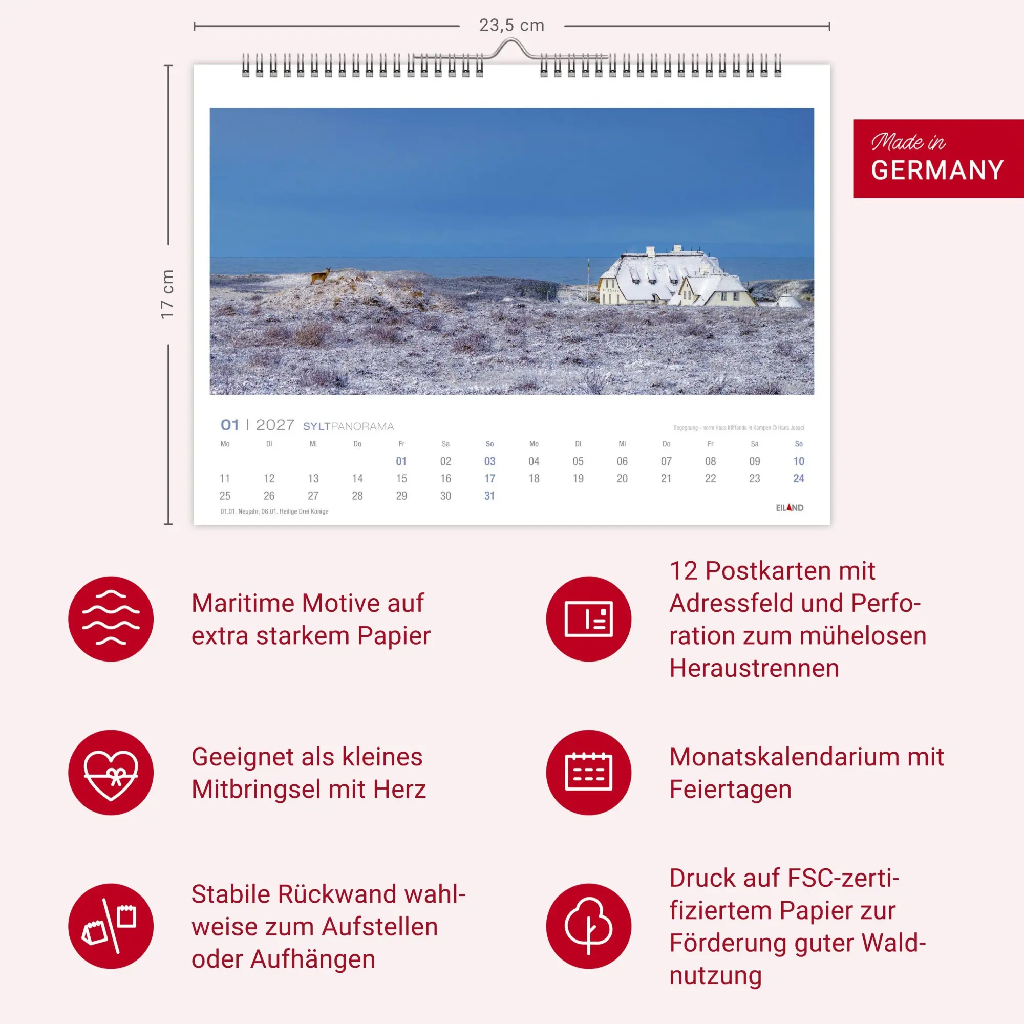 Bild: 9783964024336 | Sylt Panorama-Postkartenkalender 2027 - Hans Jessel | Hans Jessel