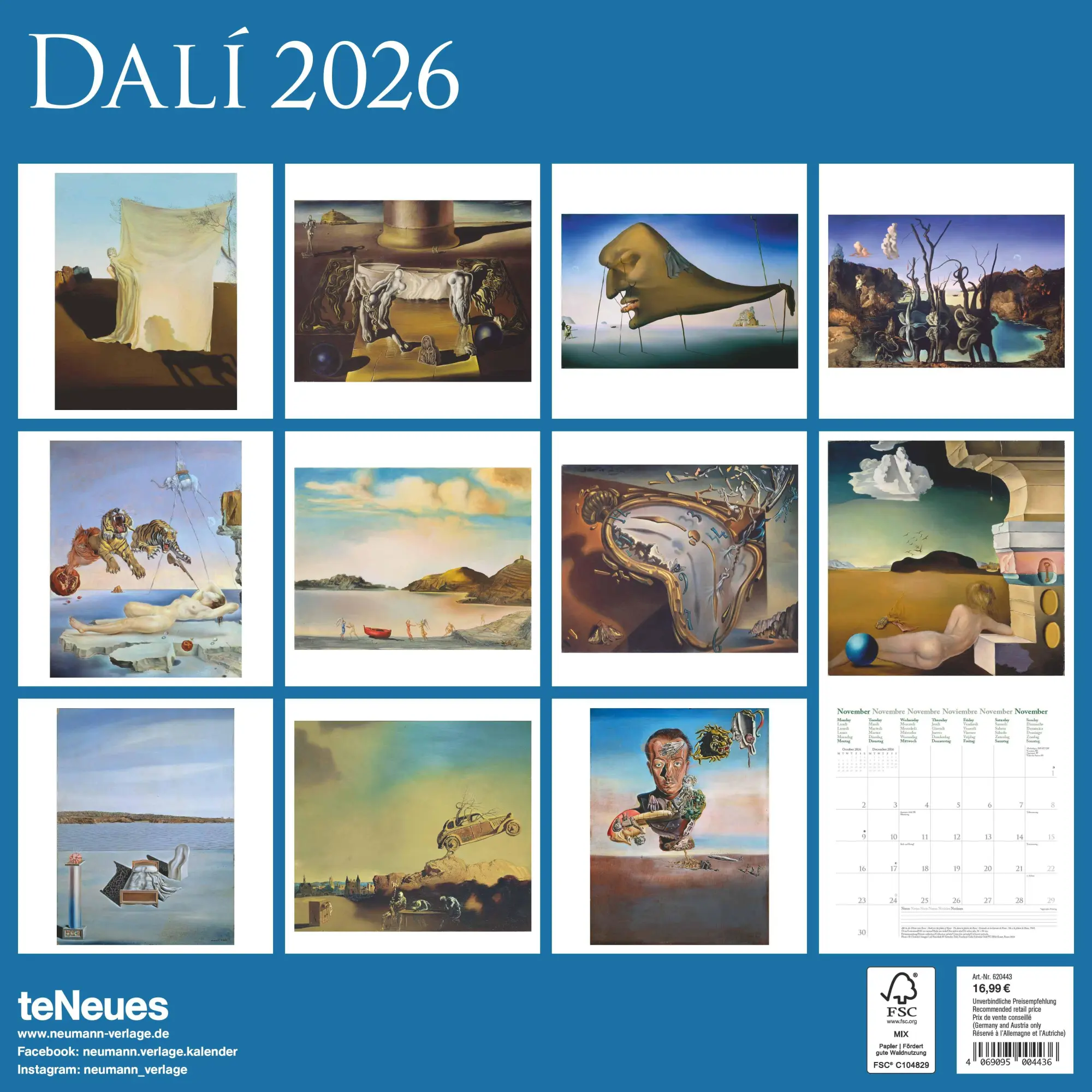 Rückseite: 4069095004436 | NEUMANNVERLAGE - Dali 2026 Broschürenkalender, 30x30cm,...