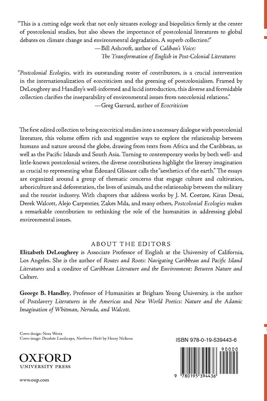 Rückseite: 9780195394436 | Postcolonial Ecologies | Literatures of the Environment | Taschenbuch