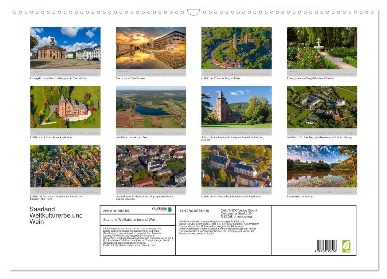 Bild: 9783457754436 | Saarland Weltkulturerbe und Wein (Wandkalender 2026 DIN A2 quer),...
