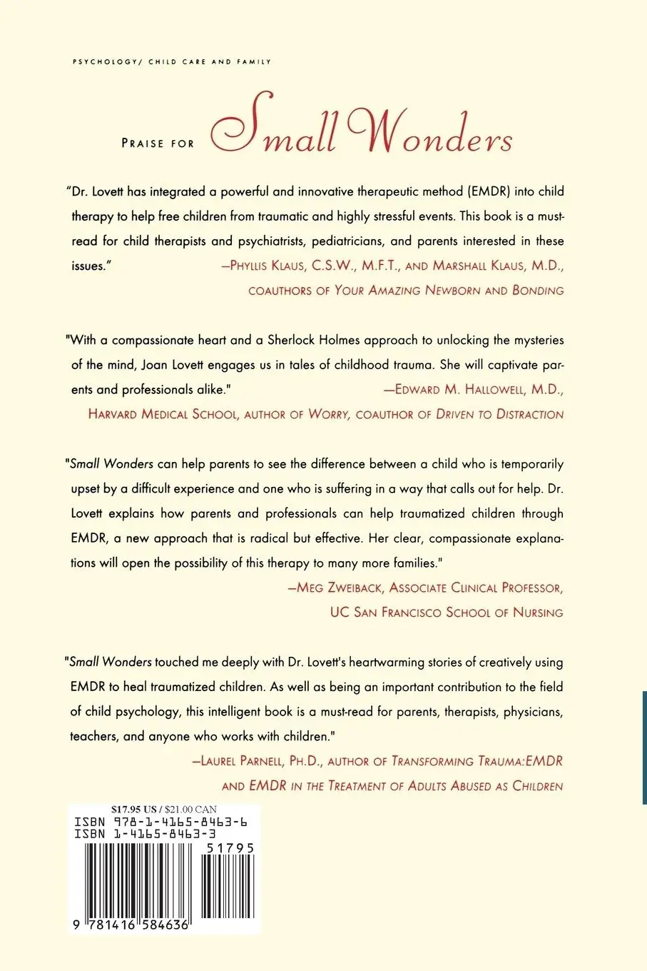 Rückseite: 9781416584636 | Small Wonders | Healing Childhood Trauma with Emdr | Joan Lovett