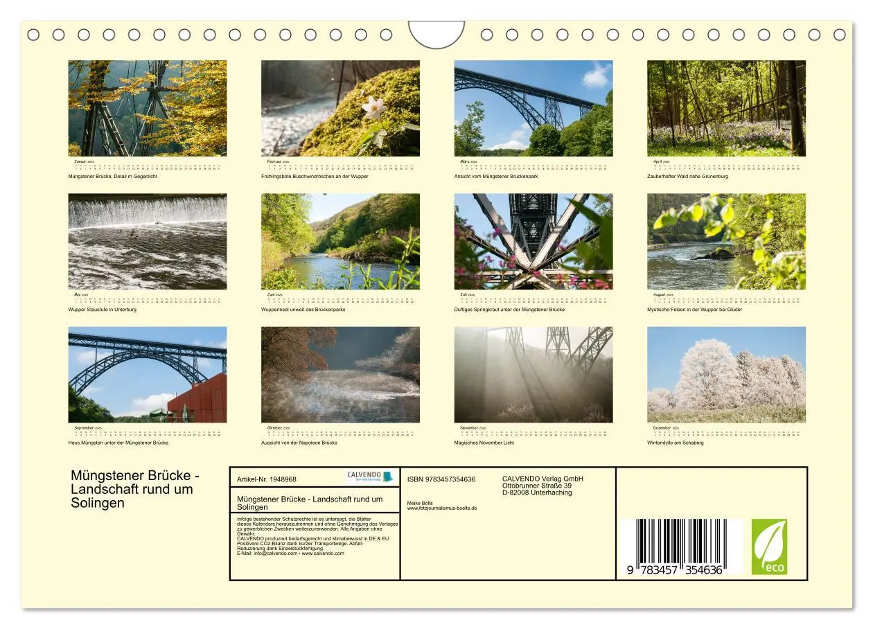 Bild: 9783457354636 | Müngstener Brücke - Landschaft rund um Solingen (Wandkalender 2026...
