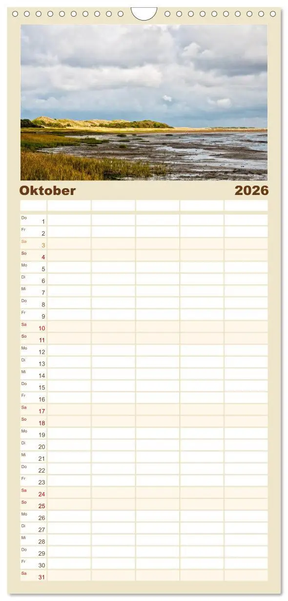 Bild: 9783516514636 | Familienplaner 2026 - Ameland mit 5 Spalten (Wandkalender, 21 x 45...