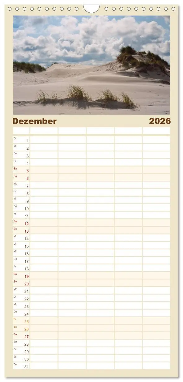 Bild: 9783516514636 | Familienplaner 2026 - Ameland mit 5 Spalten (Wandkalender, 21 x 45...