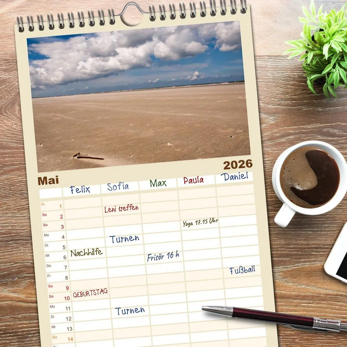 Bild: 9783516514636 | Familienplaner 2026 - Ameland mit 5 Spalten (Wandkalender, 21 x 45...