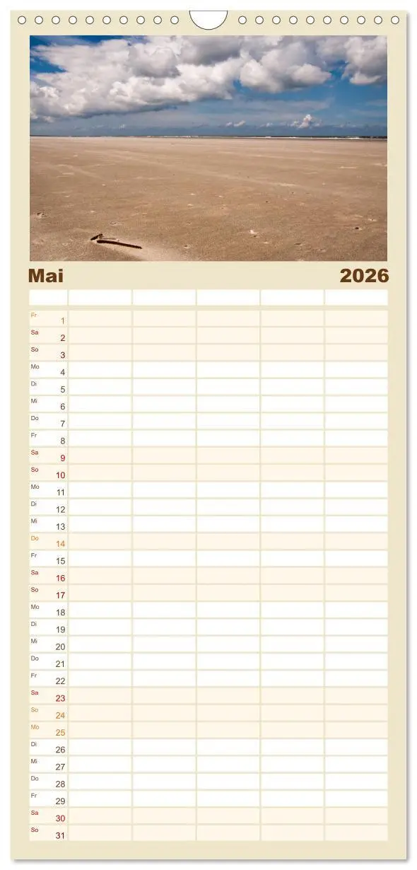 Bild: 9783516514636 | Familienplaner 2026 - Ameland mit 5 Spalten (Wandkalender, 21 x 45...