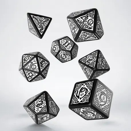 Cover: 5907699494736 | Celtic 3D Revised Black &amp; white Dice Set (7) | Auslaufartikel
