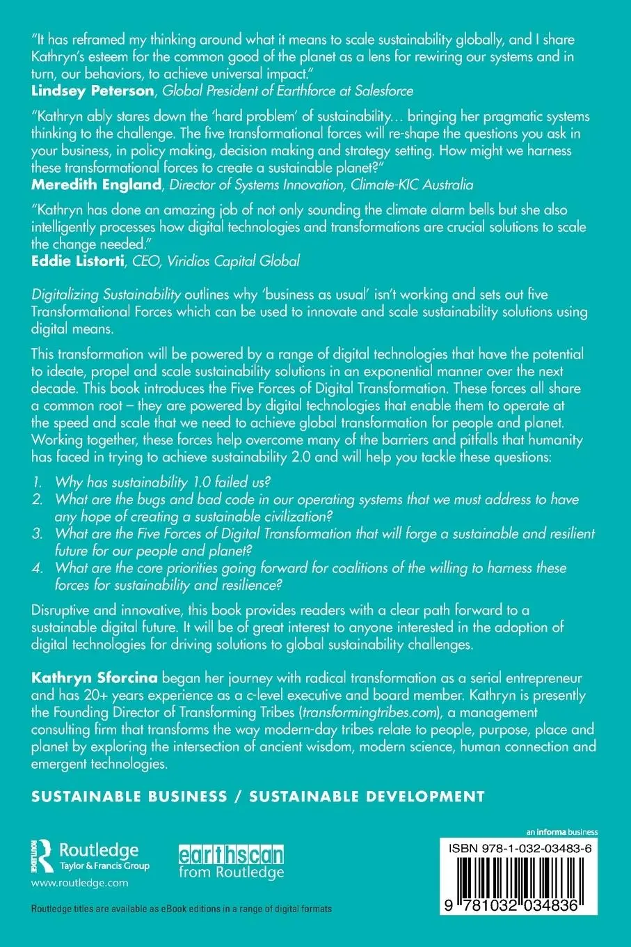 Rückseite: 9781032034836 | Digitalizing Sustainability | Kathryn Sforcina | Taschenbuch | 2023