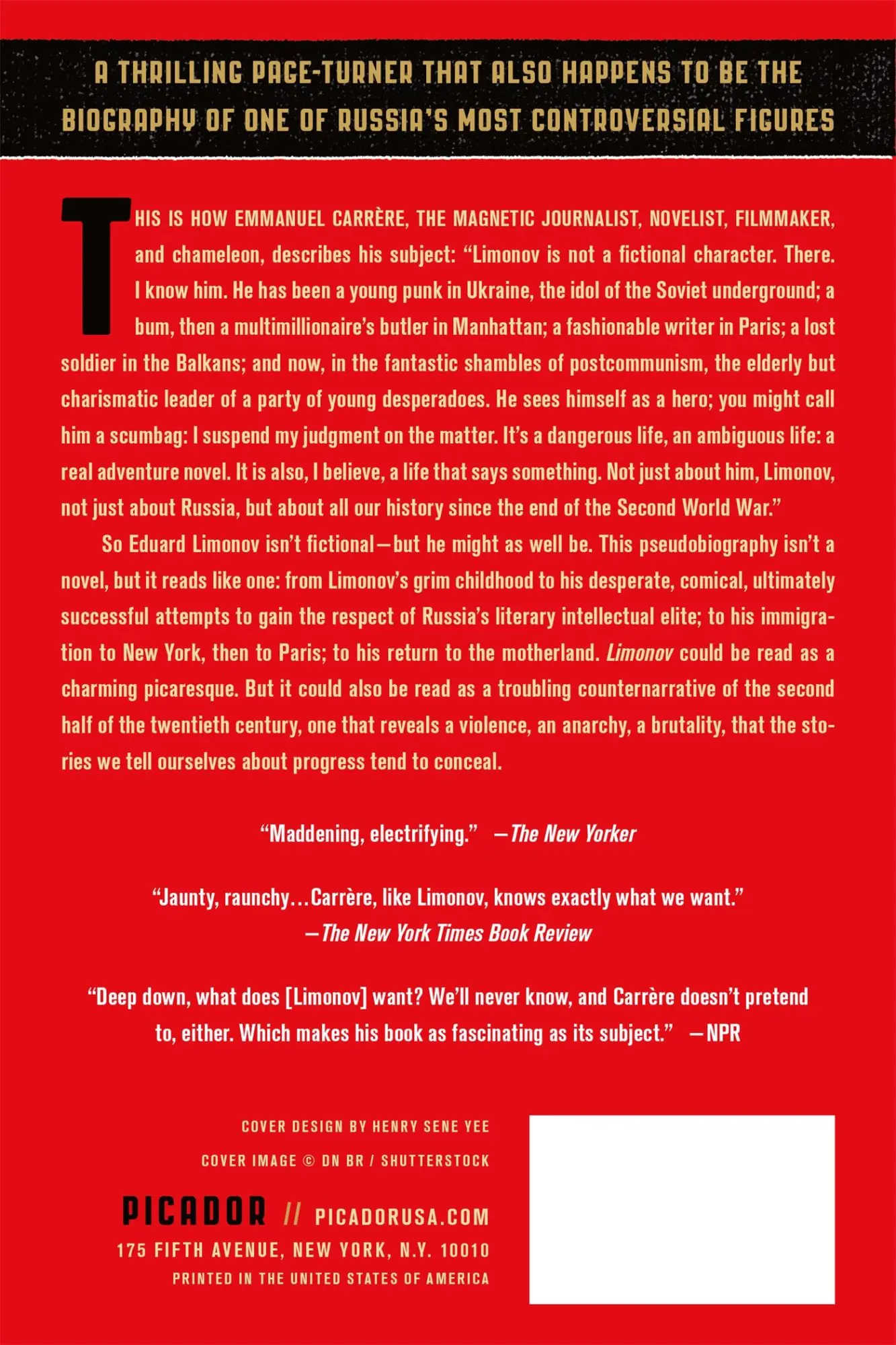 Rückseite: 9781250074836 | LIMONOV | THE OUTRAGEOUS ADVENTURES | Emmanuel Carrère | Taschenbuch