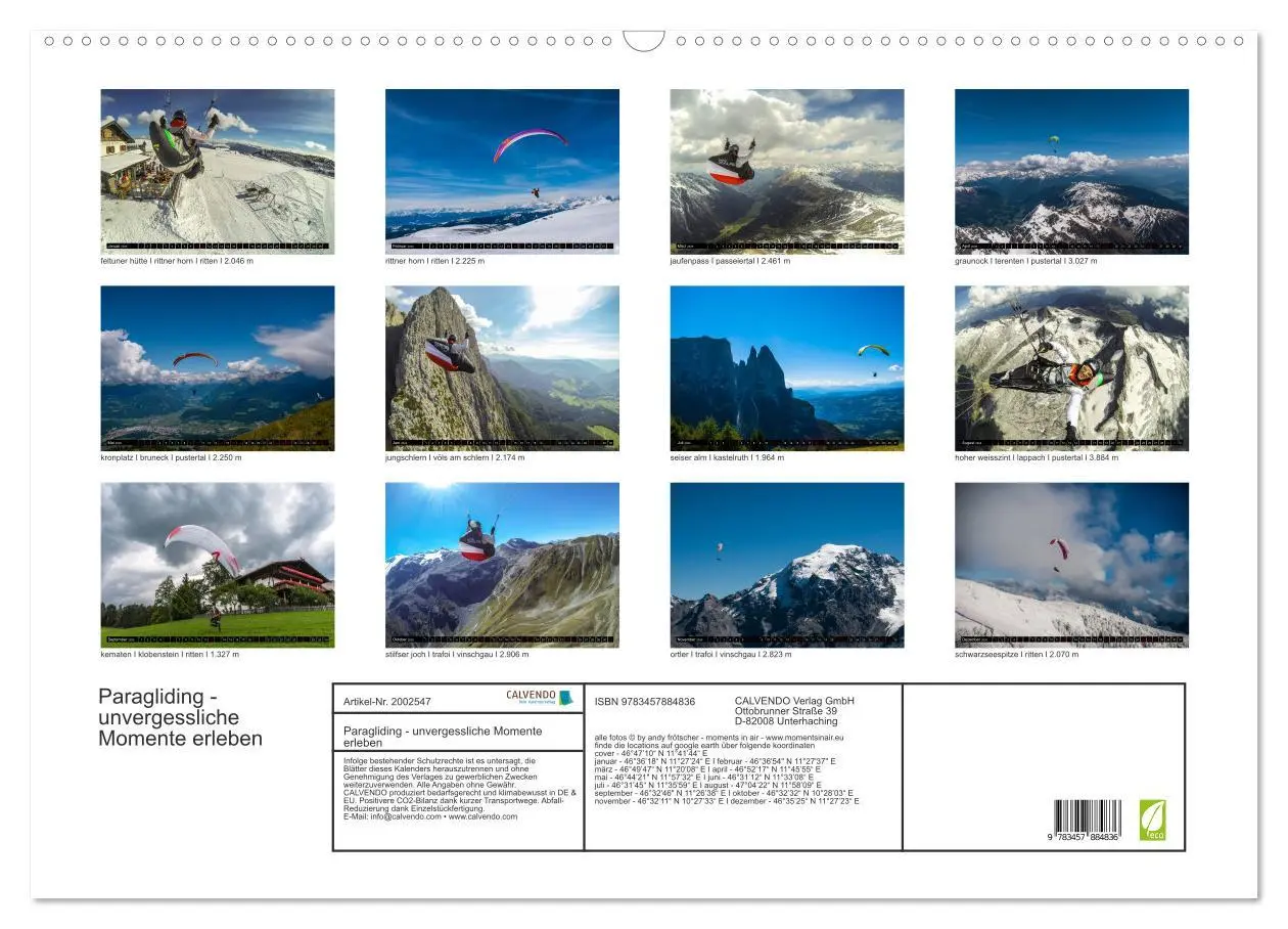 Bild: 9783457884836 | Paragliding - unvergessliche Momente erleben (Wandkalender 2026 DIN...