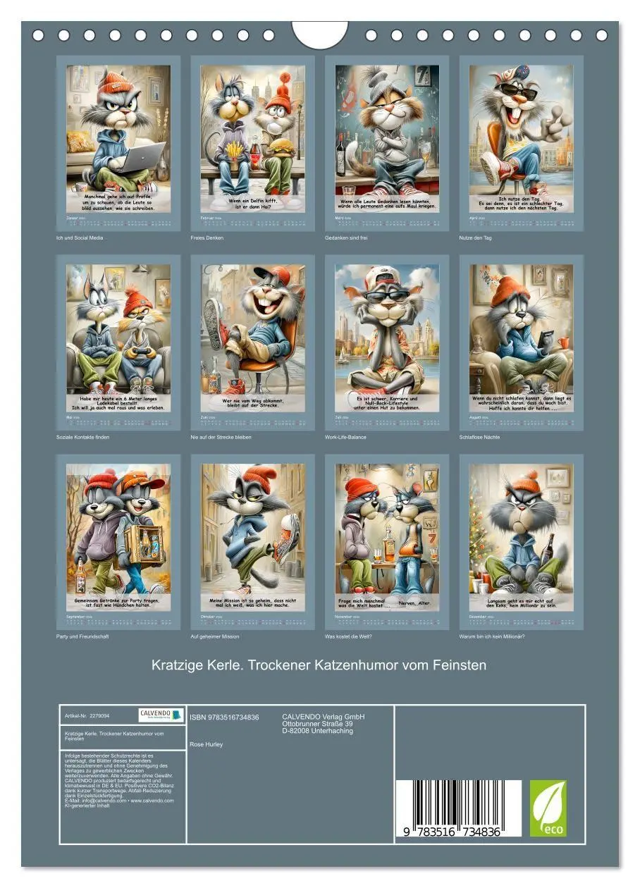 Bild: 9783516734836 | Kratzige Kerle. Trockener Katzenhumor vom Feinsten (Wandkalender...