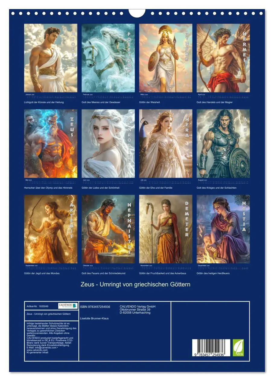 Bild: 9783457254936 | Zeus - Umringt von griechischen Göttern (Wandkalender 2026 DIN A3...