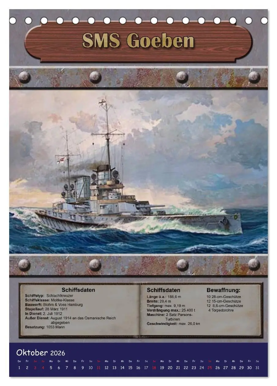 Bild: 9783516465136 | Die kaiserliche Marine 1871 - 1918 (Tischkalender 2026 DIN A5...