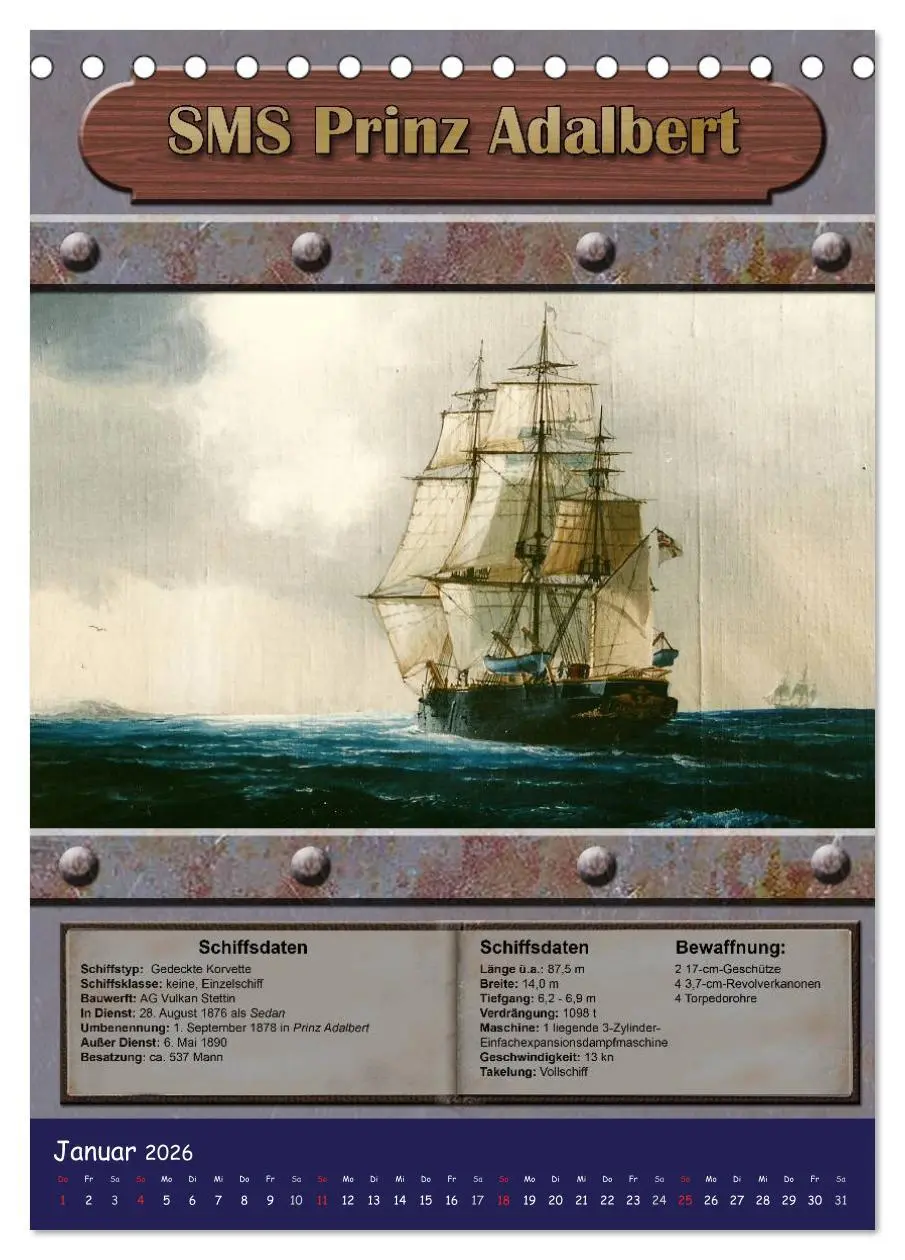 Bild: 9783516465136 | Die kaiserliche Marine 1871 - 1918 (Tischkalender 2026 DIN A5...