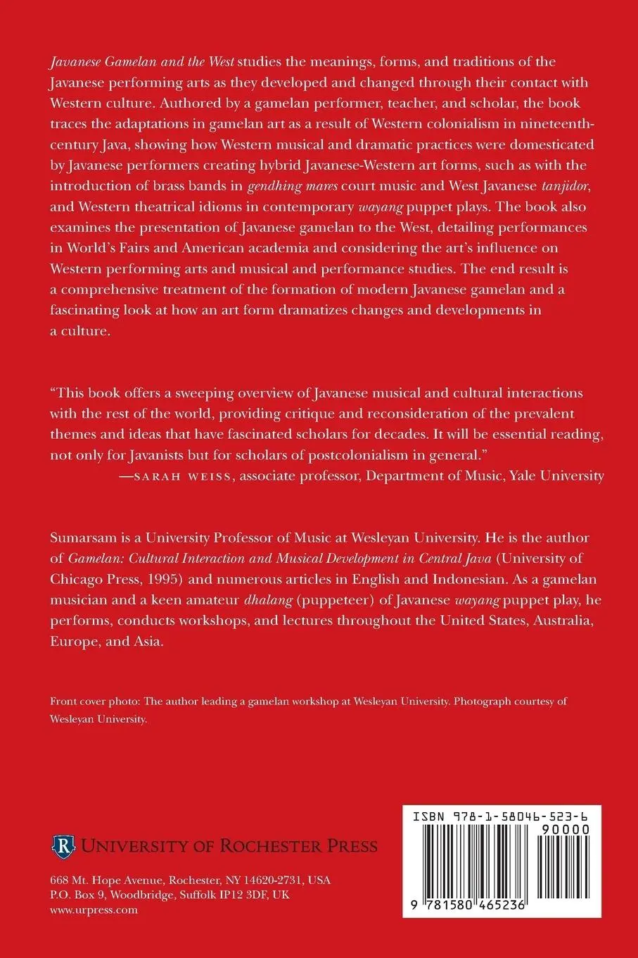 Rückseite: 9781580465236 | Javanese Gamelan and the West | Sumarsam | Taschenbuch | Englisch