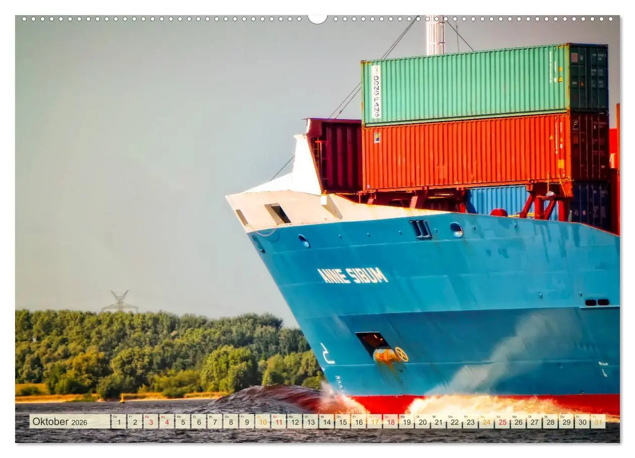Bild: 9783457745236 | Containerschiffe auf der Elbe (hochwertiger Premium Wandkalender...