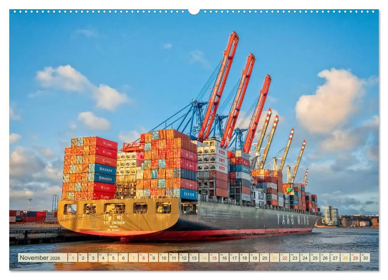Bild: 9783457745236 | Containerschiffe auf der Elbe (hochwertiger Premium Wandkalender...