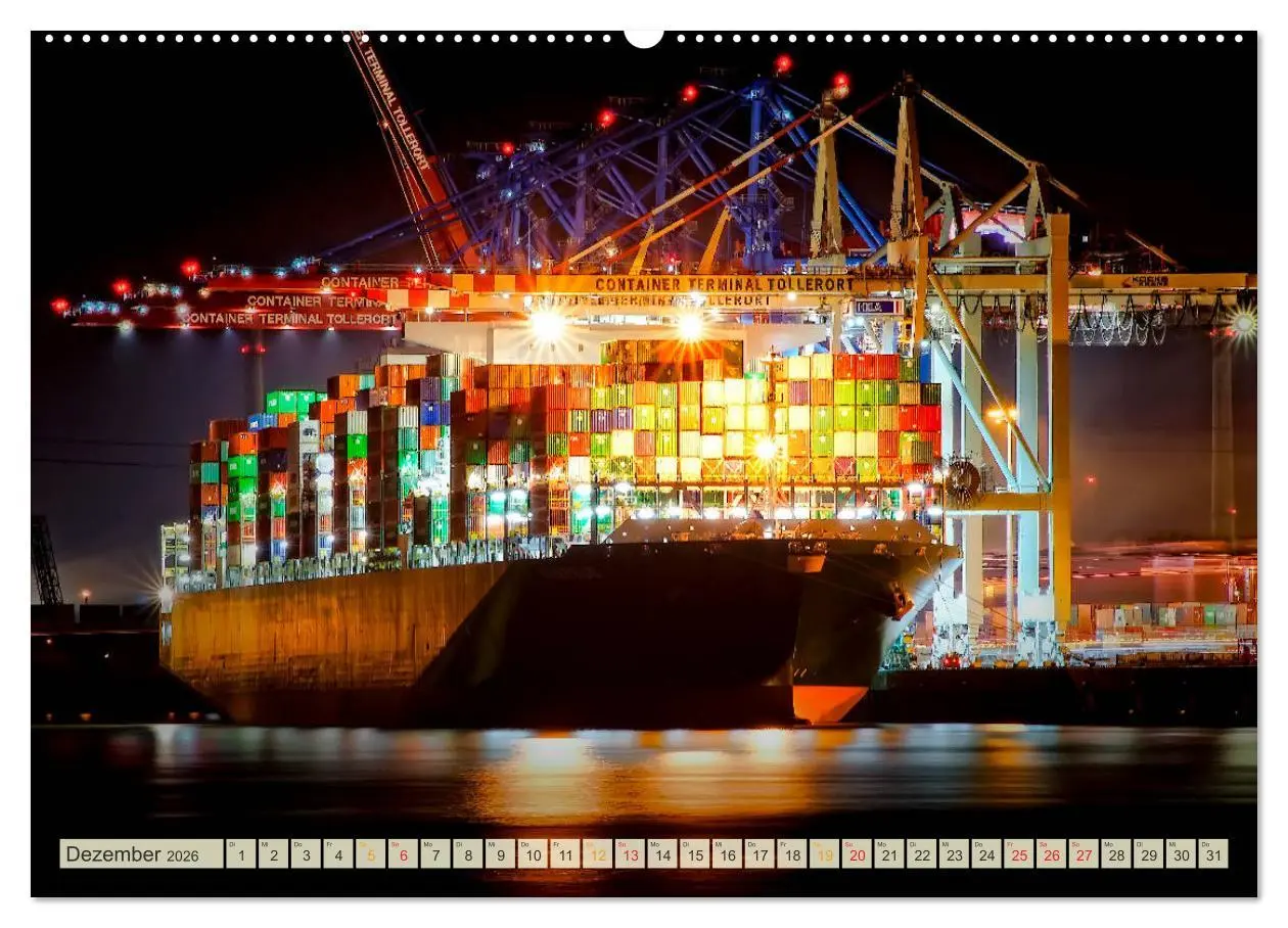 Bild: 9783457745236 | Containerschiffe auf der Elbe (hochwertiger Premium Wandkalender...