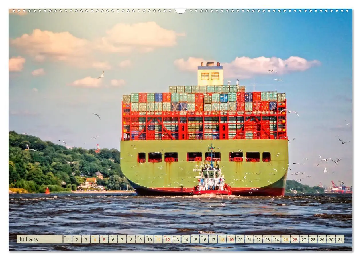 Bild: 9783457745236 | Containerschiffe auf der Elbe (hochwertiger Premium Wandkalender...