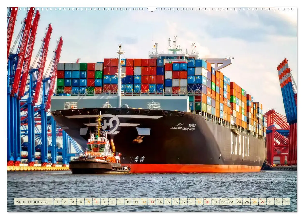 Bild: 9783457745236 | Containerschiffe auf der Elbe (hochwertiger Premium Wandkalender...