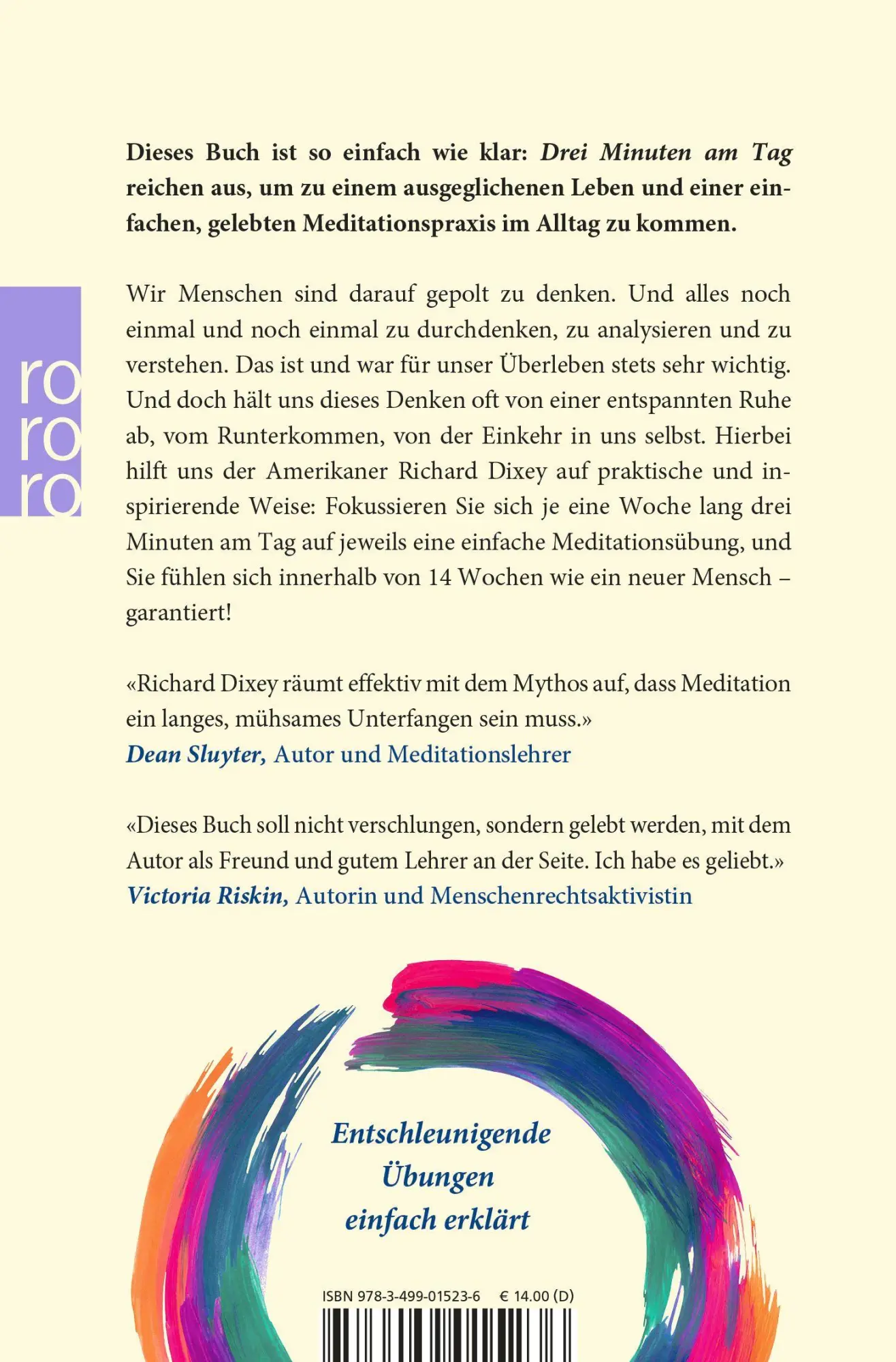 Rückseite: 9783499015236 | Drei Minuten am Tag | Mit Meditation zu einem ausgeglichenen Leben