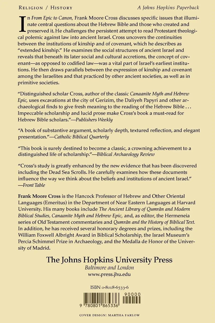 Rückseite: 9780801865336 | From Epic to Canon | History and Literature in Ancient Israel | Cross