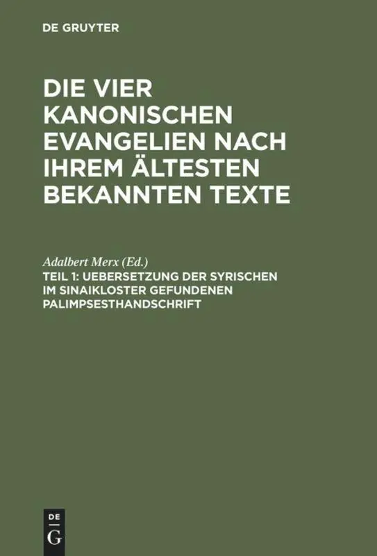 Cover: 9783111055336 | Uebersetzung der syrischen im Sinaikloster gefundenen...