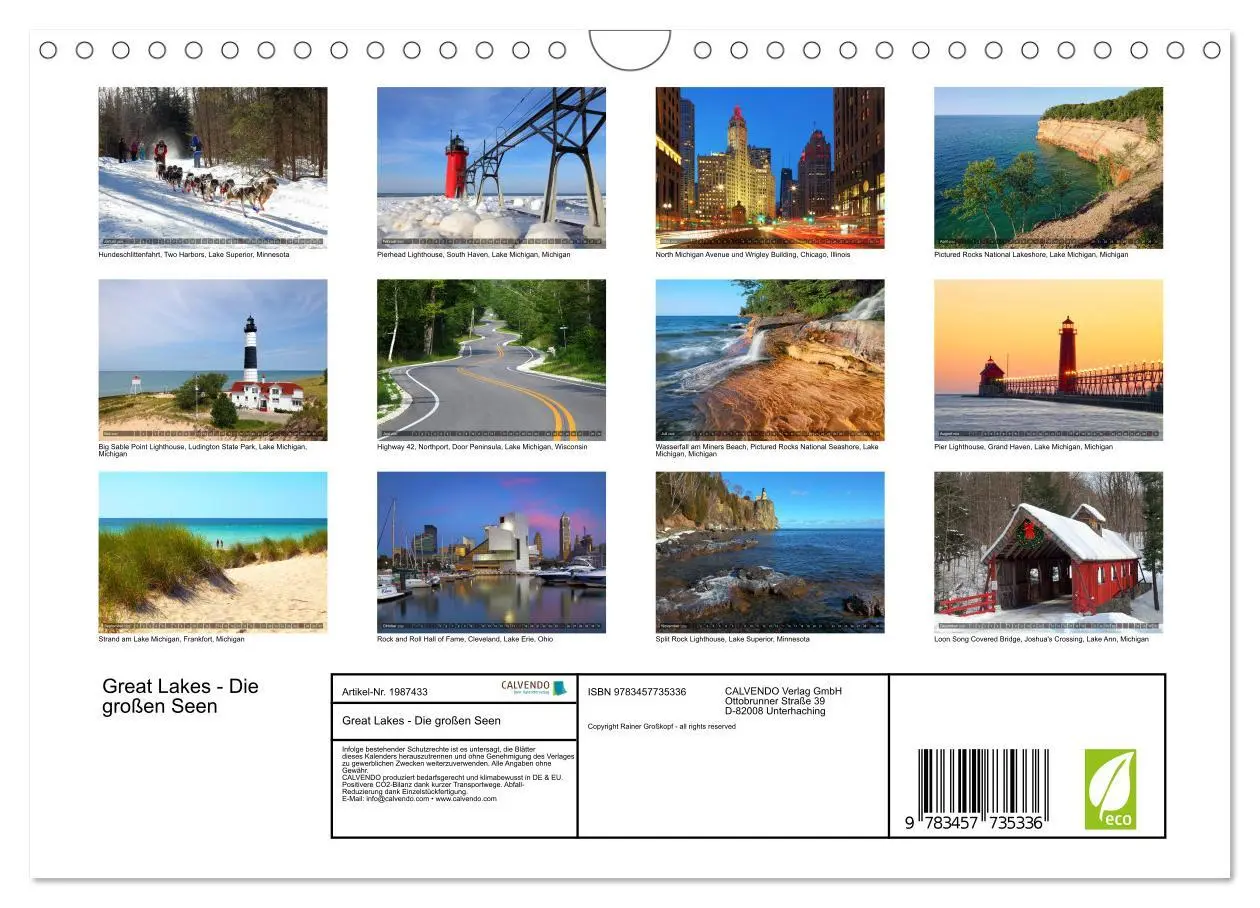 Bild: 9783457735336 | Great Lakes - Die großen Seen (Wandkalender 2026 DIN A4 quer),...