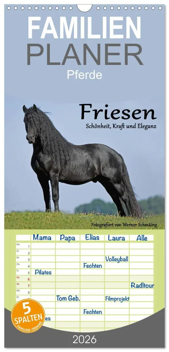 Cover: 9783516515336 | Familienplaner 2026 - Friesen - Schönheit, Kraft und Eleganz mit 5...