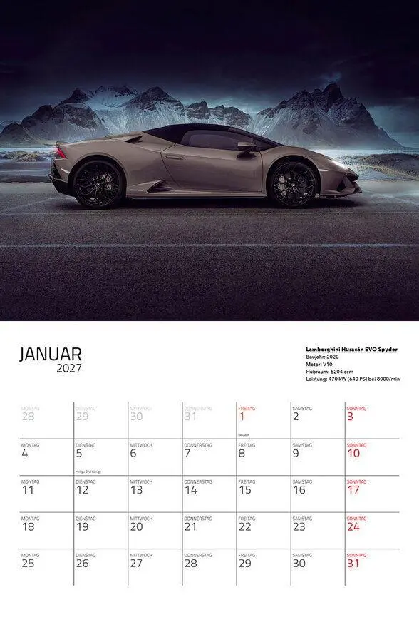 Bild: 9783960585336 | Supersportwagen 2027 - Eintragkalender | Eintragkalender Supercars