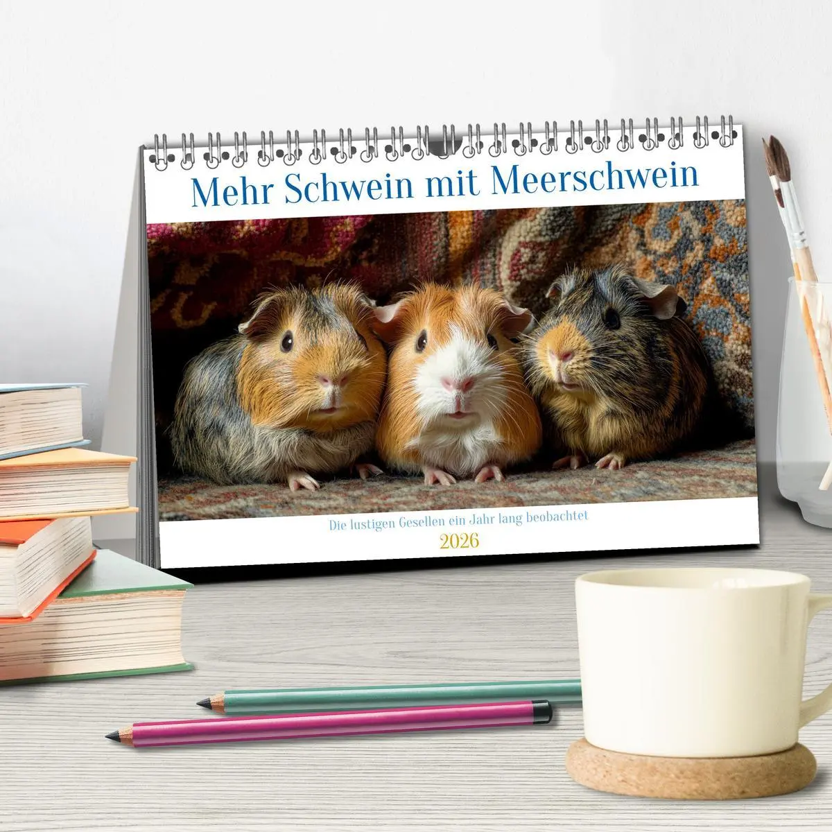 Bild: 9783457275436 | Mehr Schwein mit Meerschwein (Tischkalender 2026 DIN A5 quer),...