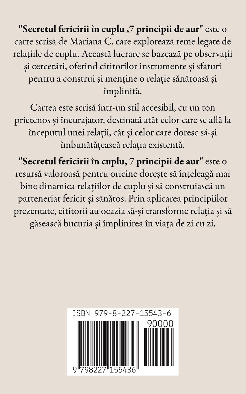 Rückseite: 9798227155436 | Secretul fericirii in cuplu 7 principii de aur | Mariana C. | Buch