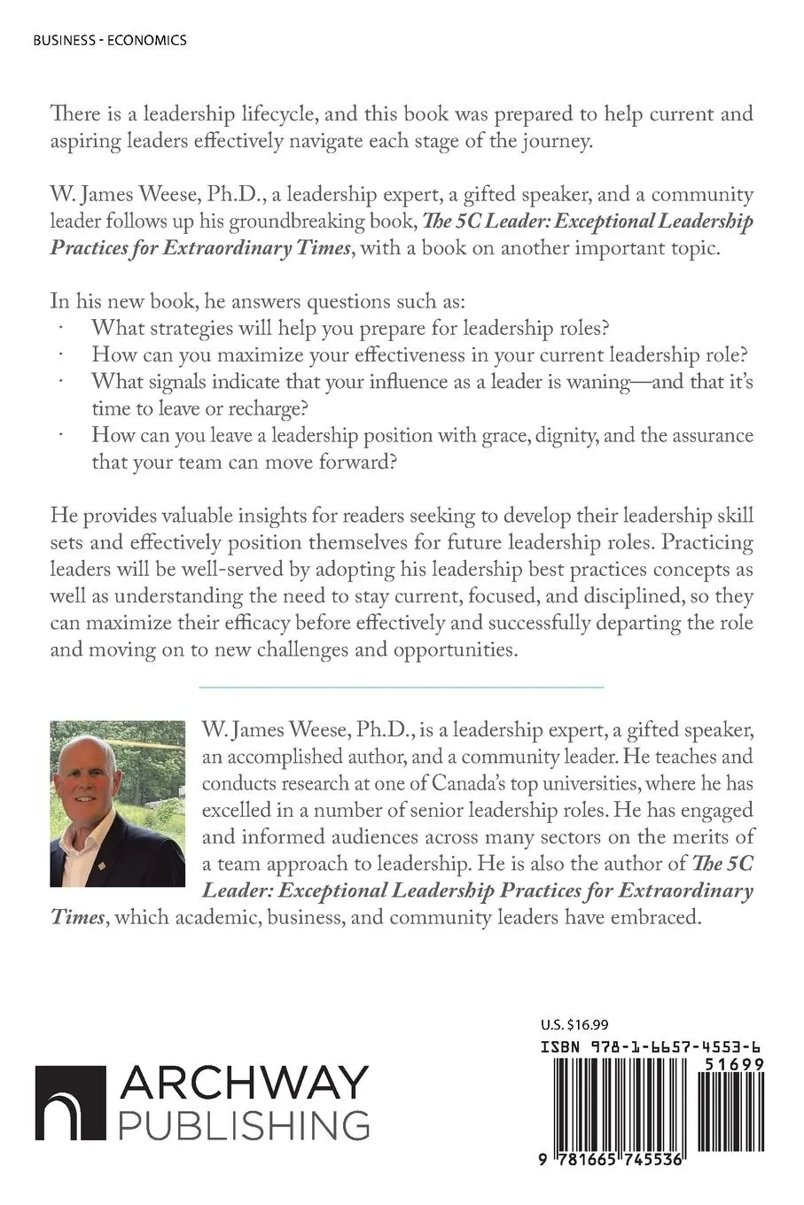 Rückseite: 9781665745536 | THE LEADERSHIP LIFECYCLE | W. James Weese | Taschenbuch | Englisch