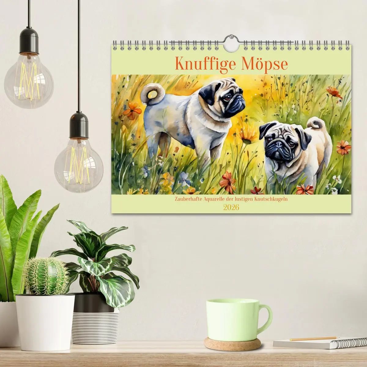 Bild: 9783457335536 | Knuffige Möpse (Wandkalender 2026 DIN A4 quer), CALVENDO...