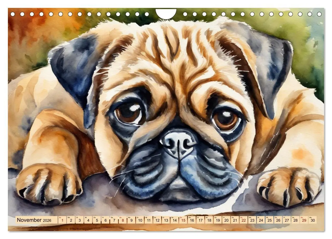Bild: 9783457335536 | Knuffige Möpse (Wandkalender 2026 DIN A4 quer), CALVENDO...
