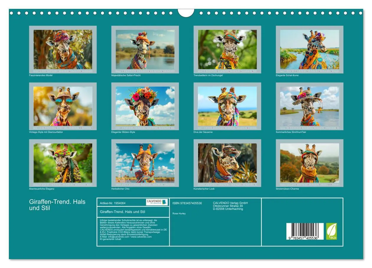 Bild: 9783457405536 | Giraffen-Trend. Hals und Stil (Wandkalender 2026 DIN A3 quer),...