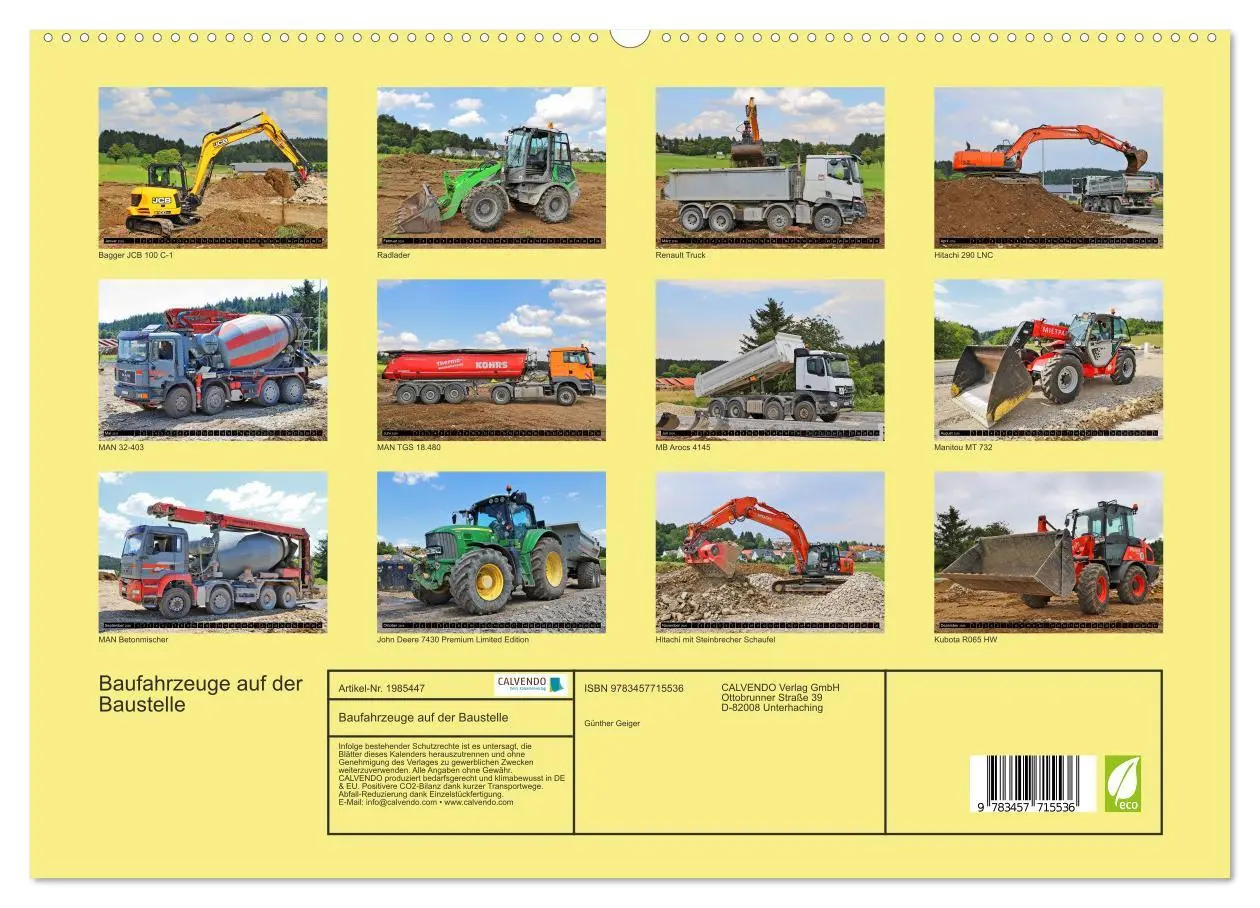 Bild: 9783457715536 | Baufahrzeuge auf der Baustelle (hochwertiger Premium Wandkalender...